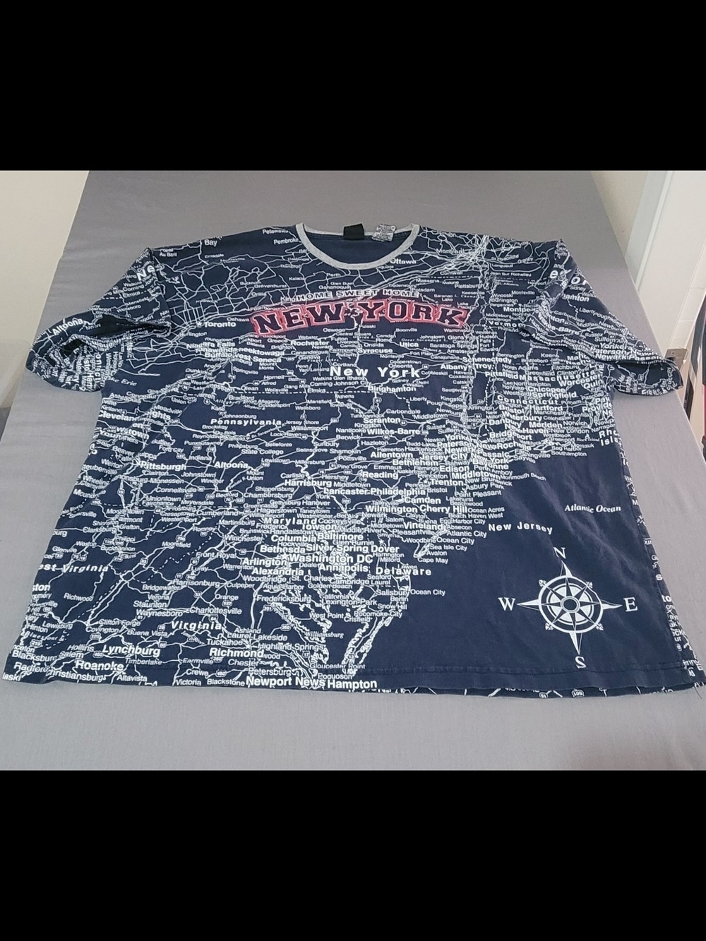 Navy New York Map Short-Sleeve Men’s Shirt